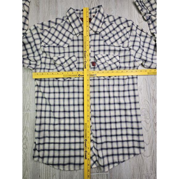 Real Ranch Shirt Mens L Large Blue Khaki‎ Pearl Snap Long Sleeve Western - Picture 3 of 9